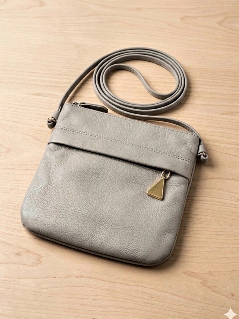 Americana by Sharif Leather Crossbody Bag, Gray/Taupe Neutral Hue for All Season